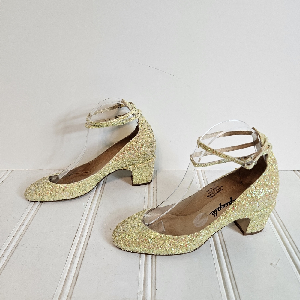 Free People Glitter Ankle-Strap Block Heel in Yellow Gold - Picture 6 of 16